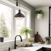 Kira Home Sequoia 13 Farmhouse Pulley Pendant Light, Retractable Design, Adjustable Height, Oil-Rubbed Bronze