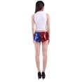 thumbnail image 4 of HDE Women's Red and Blue Metallic Sequin Booty Shorts For Harley Misfit Halloween Costume (Blue and Red, Large), 4 of 4