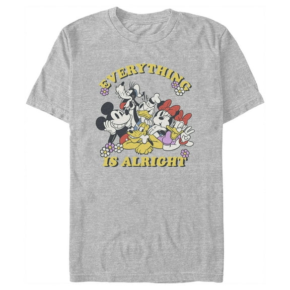 Men's Mickey & Friends Everything Is Alright Crew Graphic Tee Athletic Heather 3X Large