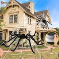 thumbnail image 3 of Spencer Halloween Spider Web Decorations 5FT Giant Round Spider Web & 5FT Fake Large Hairy Spider White Stretch Cobweb Props for Outdoor Indoor Yard Halloween Decor, 3 of 8