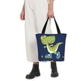 thumbnail image 5 of Kll Tote Bag For Women Dino Playing Roller Skate,Cartoon Dinosaurs Print Shopping Grocery Reusable Bags For Office School Shopping Travel, 5 of 7
