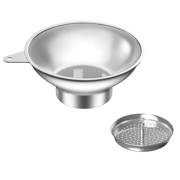Embudo de Enlatado Nomatox Acero Inoxidable Boca Ancha con Colador para Tarros de Albañil