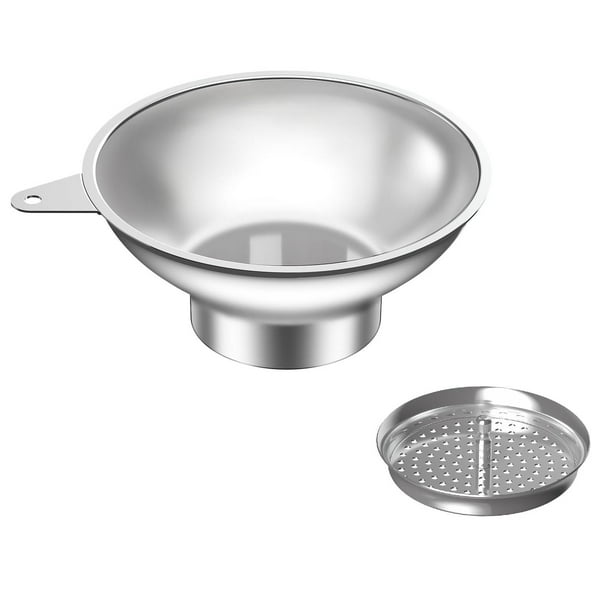 Embudo de Enlatado Nomatox Acero Inoxidable Boca Ancha con Colador para Tarros de Albañil