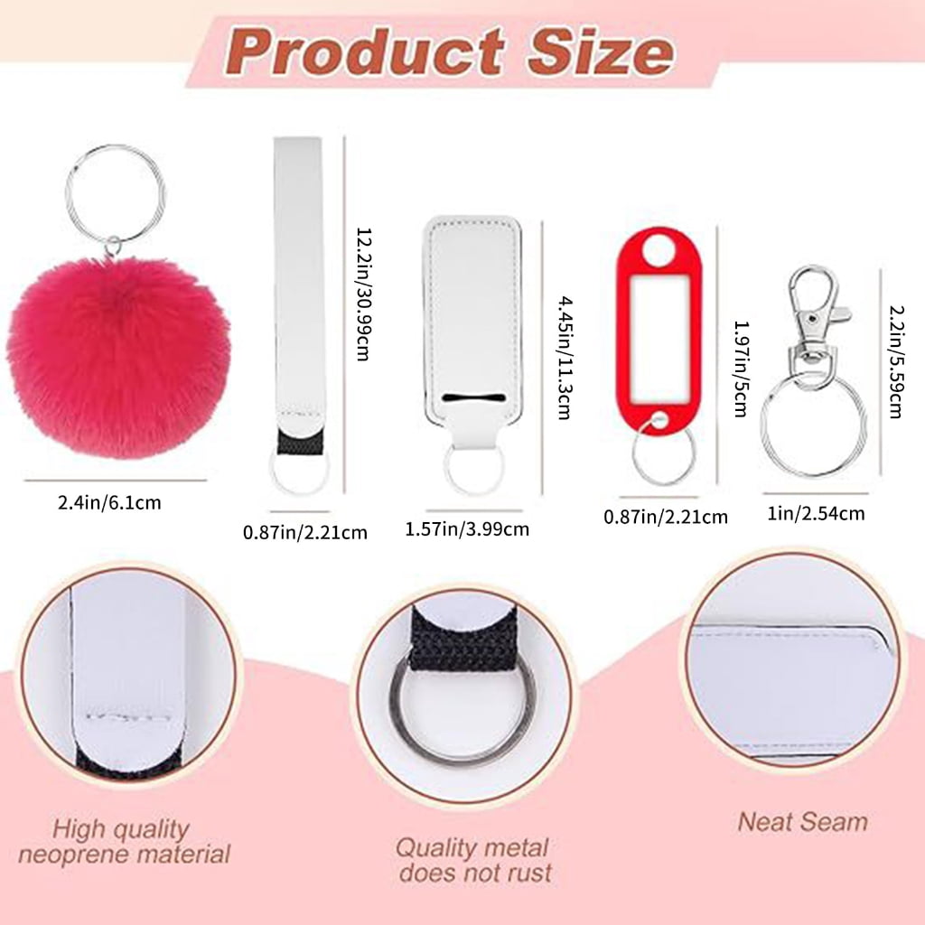 Portable Neoprene Lipstick Keychain Holder Anti-lost Lanyard Keyrings Decoration for Women's Bags Backpack