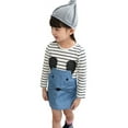 thumbnail image 2 of Kids Baby Girls Casual Summer Cartoon Mouse Printed Striped Denim Dress, 2 of 4