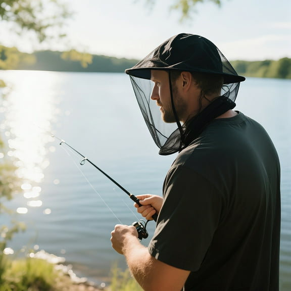 1 Pack Mosquito Head Net Mesh For Hiking & Outdoors,Netting Over Hat Adults Fishing,Insect Shield Protections Face Cover Mask Hood Against Fly Midge Gnat