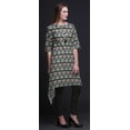 thumbnail image 2 of Bimba Kurti Asymétrique Noire à Imprimé Damassé Ikat pour Femmes, Robe d'Été Indienne Tunique, Moyen, 2 of 6
