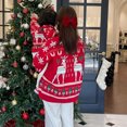 thumbnail image 5 of Suéter rojo de alce grueso de otoño e invierno con temática navideña, atuendo para padres e hijos, suéter holgado de estilo perezoso de alta gama, suéter suave, 5 of 5