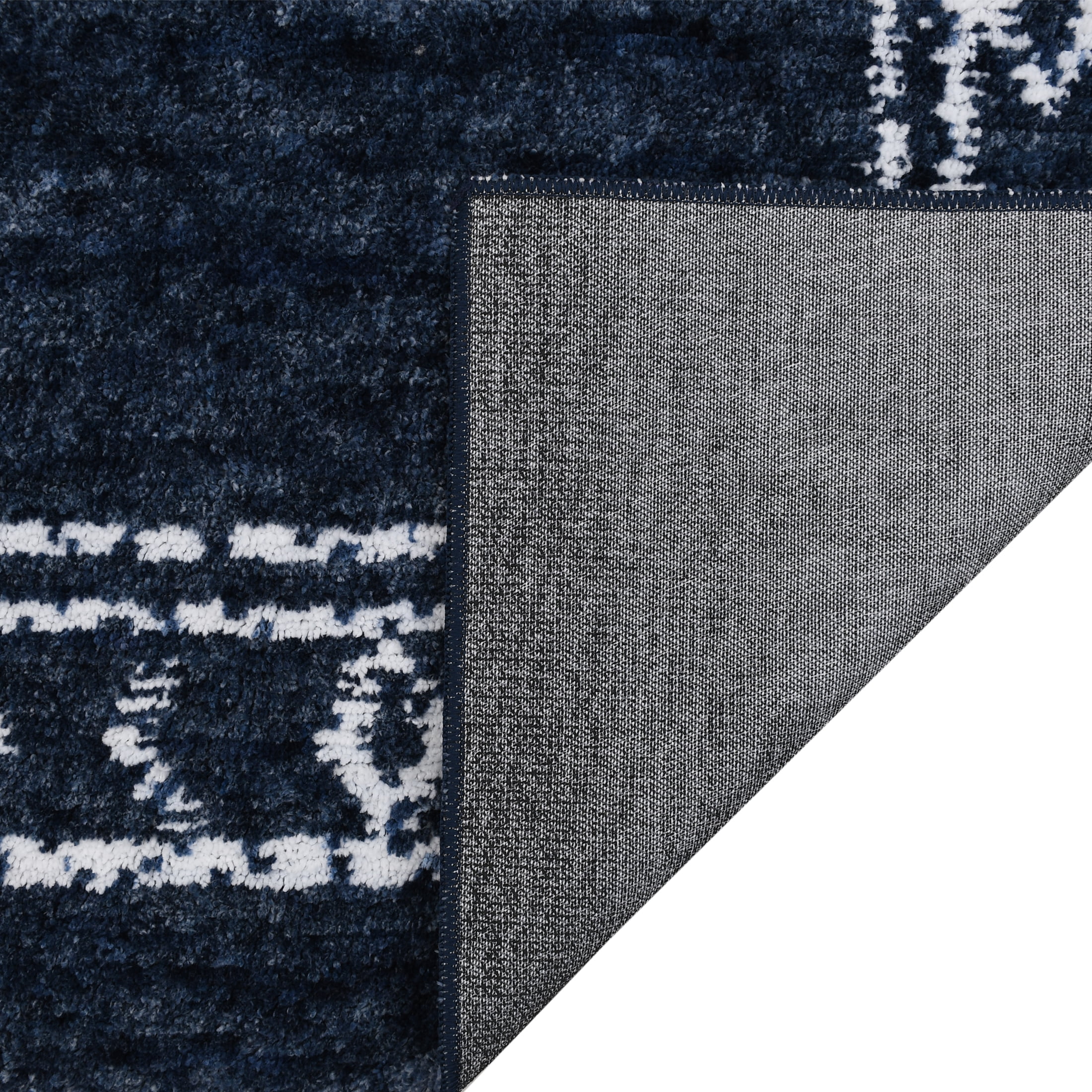 Mainstays Washed Indigo Bordered Tufted Washable Area Rug 5 x 7