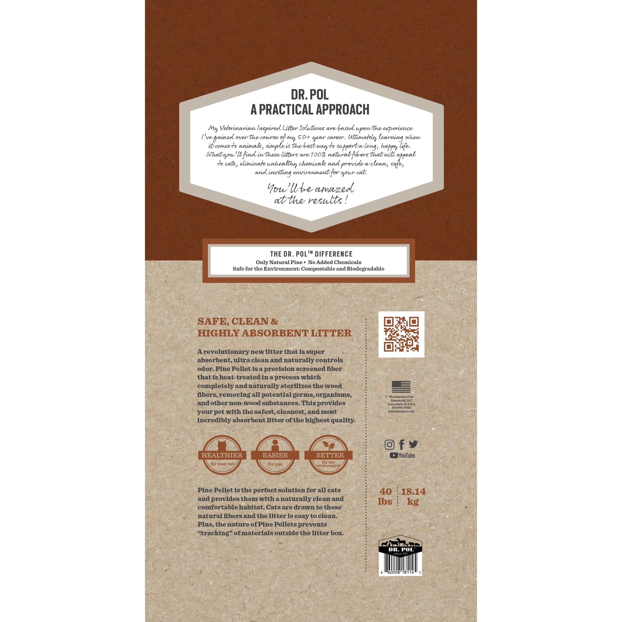 Dr. Pol Pine Pellet Cat Litter - 40lb Bag