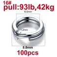 thumbnail image 1 of BLUEBROOK 100 Pcs Anneaux de Pêche 3.7-14mm Haute Qualité Anneaux Fendus en Acier Inoxydable Double Cercle Rond Accessoires Tosca Taille16, 1 of 6
