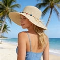 thumbnail image 2 of Sun Hats for Women Women Wide Brim Packable Straw Sun Hat Beach Summer Beige One Size, 2 of 5