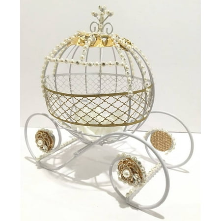 White And Gold Metal Fairytale Cinderella Pumpkin Princess