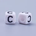 thumbnail image 2 of 50gs Letter C Cube White Acrylic Beads Horizontal Hole Size: about 6mm wide 6mm long 6mm high hole: 3.2mm about 300pcs/50g, 2 of 2