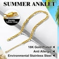 thumbnail image 4 of Anklets for Women Cuban/Figaro/Spiga Wheat Chain Stainless Steel/18K Gold Plated Ankle Bracelet Beach Waterproof Foot Jewelry, 4 of 6