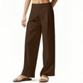 thumbnail image 6 of CFMDUC Women's Work Dress Pants High Waisted Wide Leg Linen Pants Casual Business Slacks Palazzo Trousers with Pockets Brown M, 6 of 9