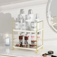 thumbnail image 5 of 2-Tier Bathroom Countertop Organizer, Kitchen Spice Rack or Makeup Skin Organizer Vanity Bedroom Storage Tray (Gold), 5 of 6