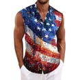 thumbnail image 4 of Domuza Men's 250 Anniversary Usa Shirts Usa Flag Pattern Casual Sleeveless Lapel Button Down Shirts Summer Trendy Comfortable Hawaiian Tops Black 2XL, 4 of 5