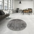 thumbnail image 4 of Ahgly Company Machine Washable Indoor Round Traditional Carbon Gray Area Rugs, 4' Round, 4 of 7