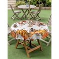 thumbnail image 3 of Outdoor Tablecloth with Umbrella Hole and Zipper, Orange Fall Pumpkins Round Table Cloth 54 Inch Waterproof Tablecloth, Thanksgiving Floral Maple Leaf Picnic Table Cover for Patio Camping, 3 of 7
