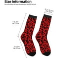 thumbnail image 5 of N/A Red Leopard Pattern Print Adult Athletic Crew Socks Men Women Long 7-8.3 In 18-21cm, 5 of 8