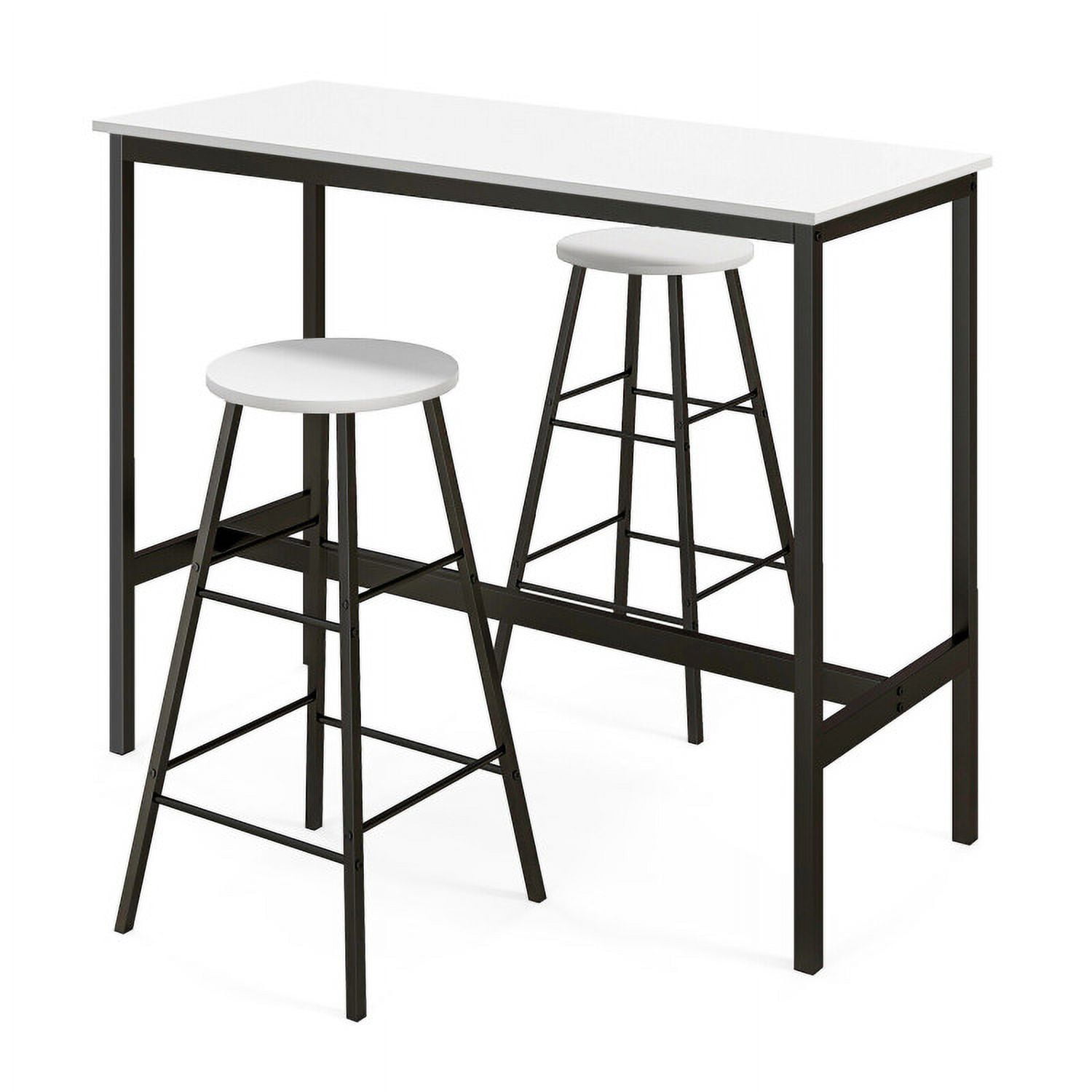 Finihen Dining Set, Dining Table Set, 3 Piece Pub Table and Stools Kitchen, for Home, Restaurant, Black & White Finihen Dining Set, Dining Table Set, 3 Piece Pub Table and Stools Kitchen, for Home, Restaurant, Black & White