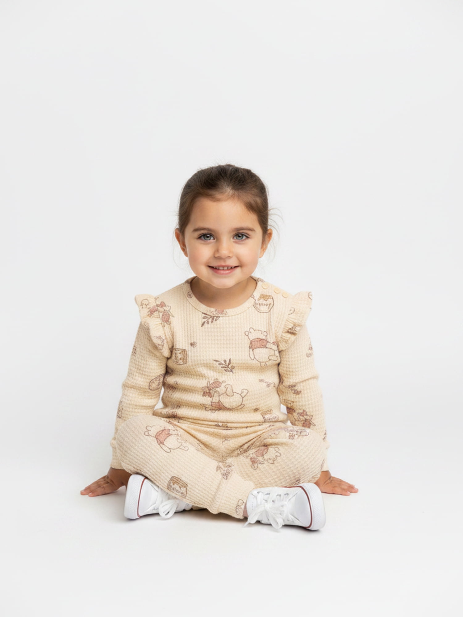 Winnie the Pooh Baby Girls Waffle Knit Top and Pants Set, 2-Piece, Sizes 0M-24M