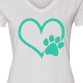 thumbnail image 4 of Inktastic Teal Heart With Paw Print Women's V-Neck T-Shirt, 4 of 5