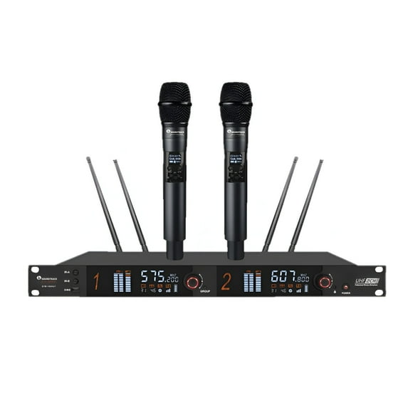 Sistema de Micrófonos Inalámbricos STW-100HUT SOUNDTRACK Frecuencias Variables, Alcance 100m