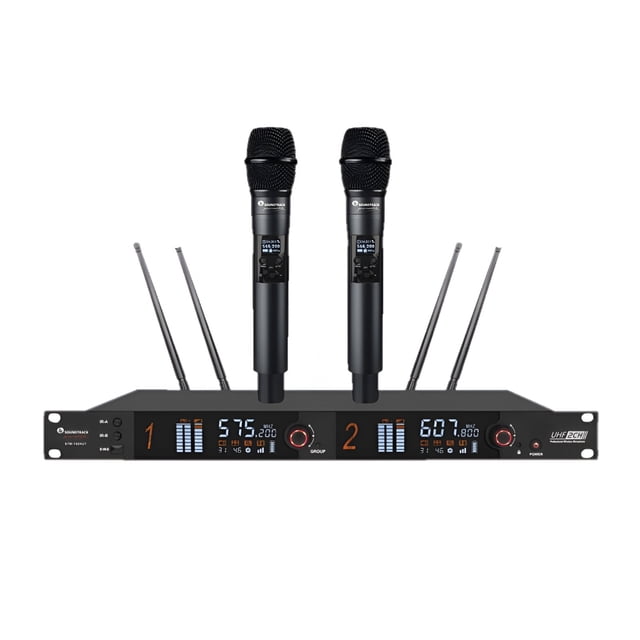 Sistema de Micrófonos Inalámbricos STW-100HUT SOUNDTRACK Frecuencias Variables, Alcance 100m