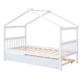 thumbnail image 5 of Harper & Bright Designs Twin Size Wooden House Bed with Trundle, Wood Montessori Daybed Frame with Roof, White, 5 of 12