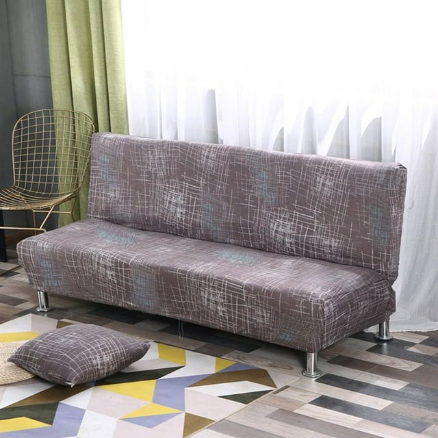 CHOK 2024 Folding Sofa Bed Cover Solid Color Futon Armless Slipcover Polyester Elastic Fabric All-Inclusive Cover
