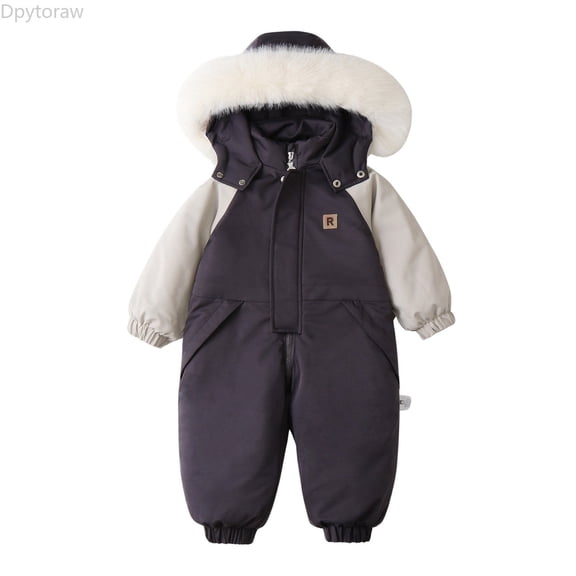Dpytoraw Baby Winter Hooded Snow Suit Jacket Toddler Baby Thickened Jumpsuit Toddler Girls Romper Size 100