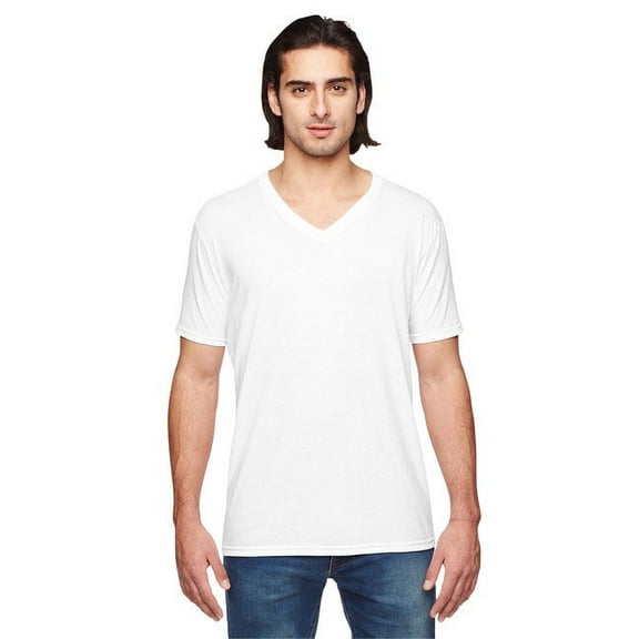 6752 Anvil Adult Triblend V-Neck T-Shirt - White - XS
