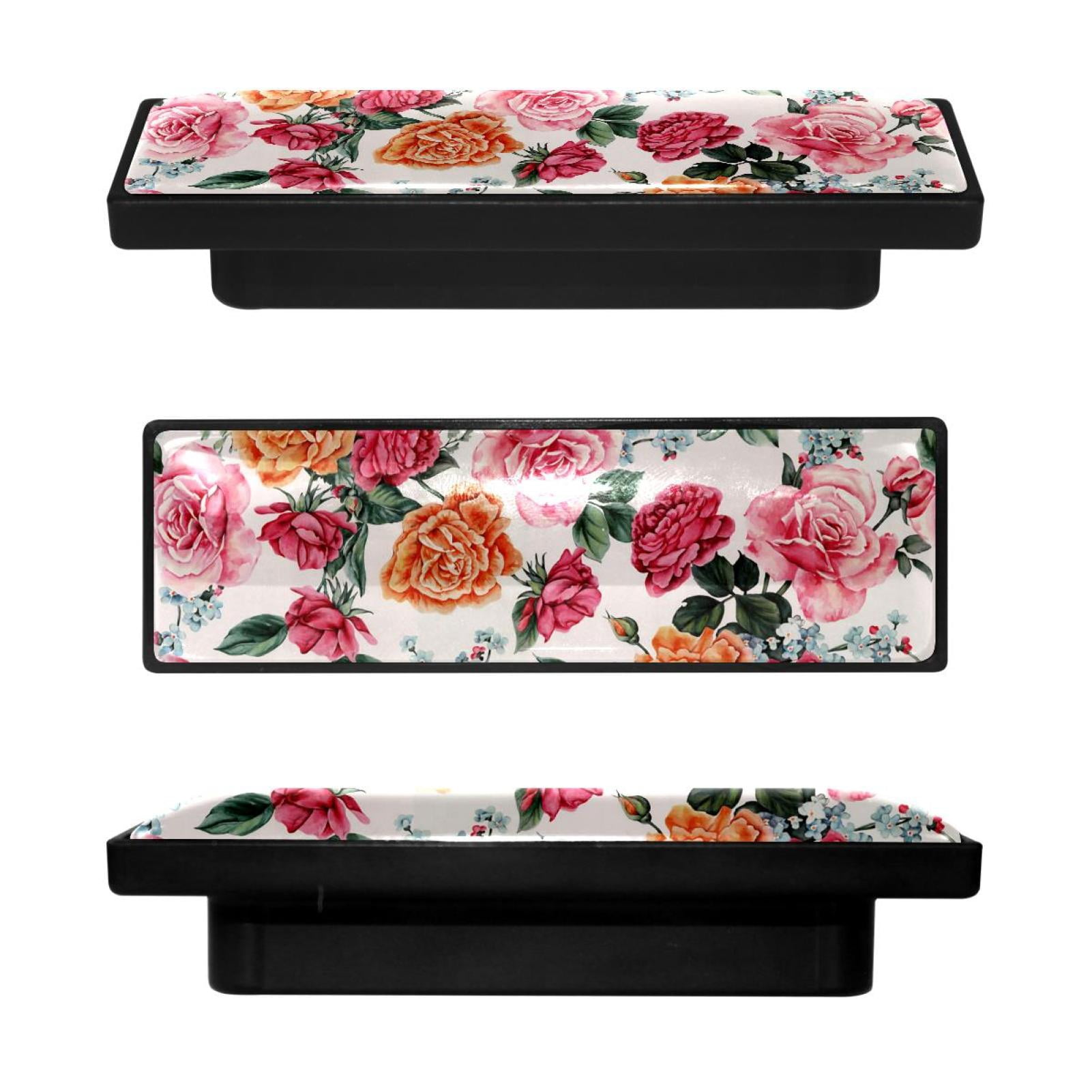 Rectangular Drawer Handles 4 Pcs Rectangle Cabinet Handle Cupboard Knob Drawer Pulls Handle Floral ...