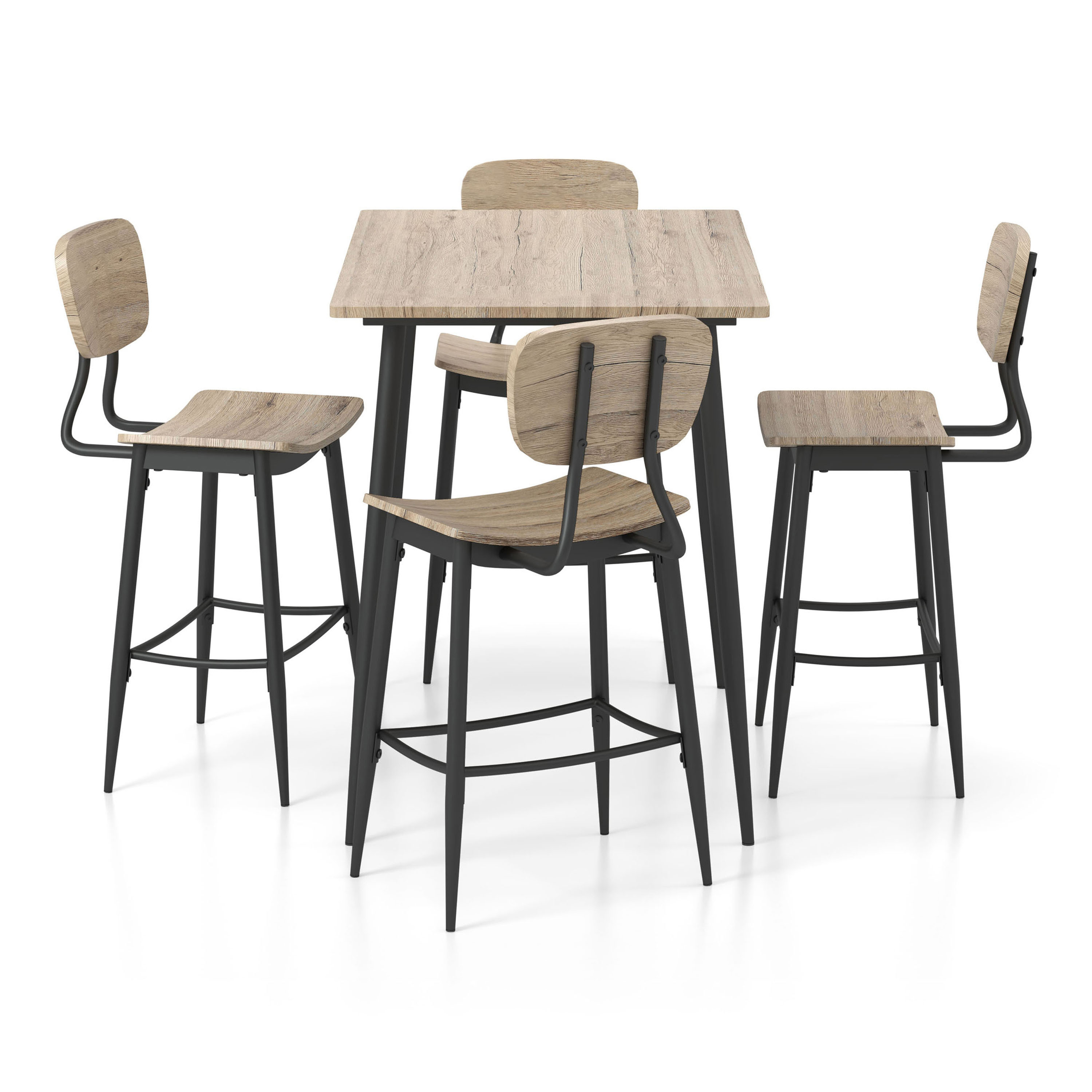 Furniture of America Derk 5-Piece Counter Height Dining Set, Natural