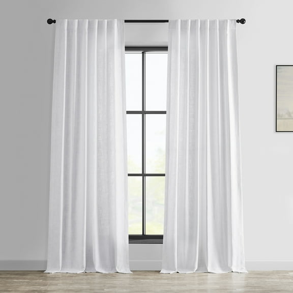 Rice White Heavy Faux Linen Curtain (1 Panel), Rice White, 50W X 108L