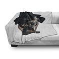 thumbnail image 3 of Cigar Soft Flannel Fleece Blanket, Cartoon Portrait of a Pug Dog with a Cigar Cool Guy Funny Gangster Character, Cozy Plush for Indoor and Outdoor Use, 70" x 90", Brown Black White, by Ambesonne, 3 of 6