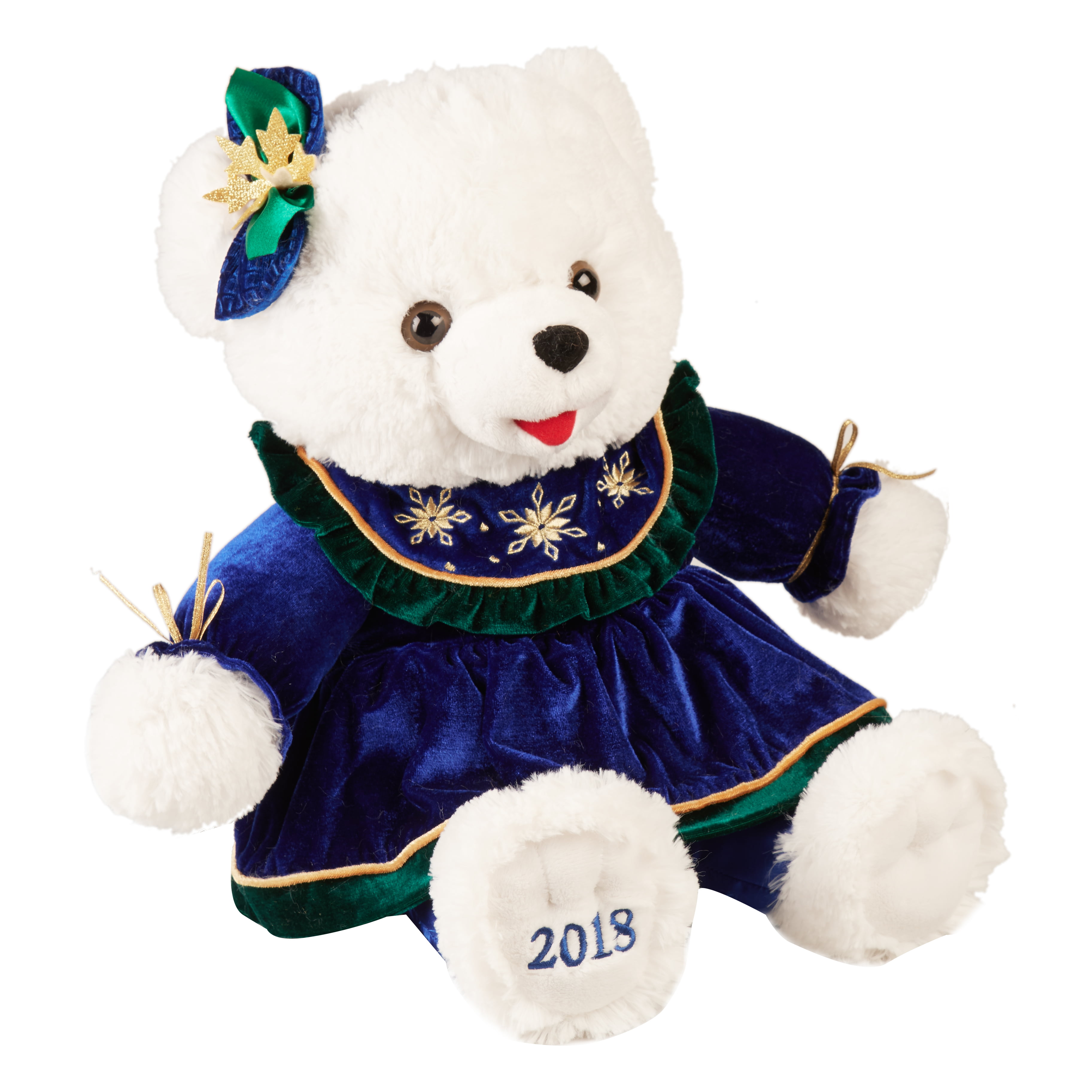 Holiday Time Plush Teddy Bear, Girl, 2018, White
