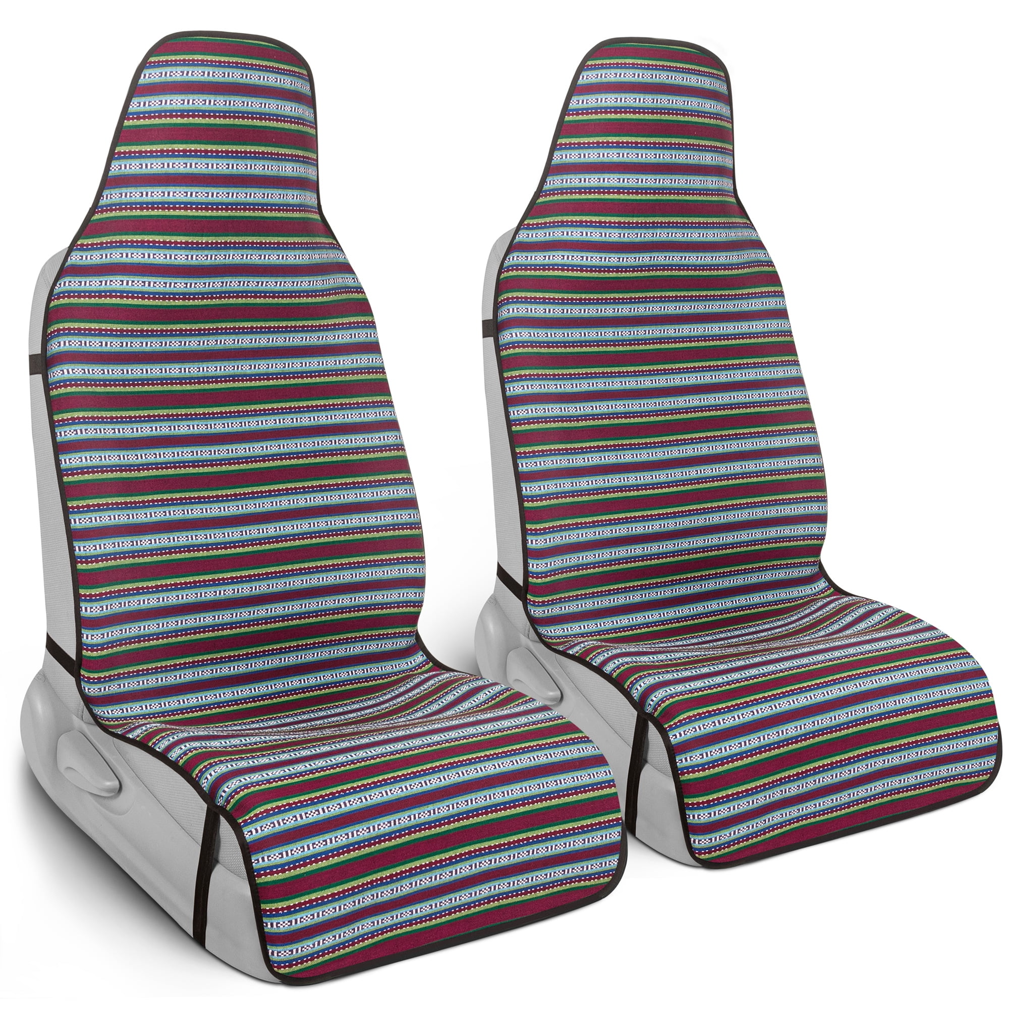 BDK Hippie Boho Car Seat Covers for Front Seats, Blue Pattern Woven