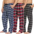 thumbnail image 2 of Mens Cotton Blend Flannel Plaid Sleep Bottoms Lounge Pajama Pants - 3 Pack Set A, Small, 2 of 6