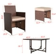 thumbnail image 6 of 9 Piece Outdoor Patio Dining Set with 4 PE Wicker Chairs, 4 Ottomans, Glass Table, All-Weather Space Saving Rattan Outdoor Conversation Set with Cushions for Backyard, Lawn, Garden, Poolside, LLL163, 6 of 9