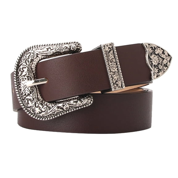 LQCrafK Steampunk Belt Women Waist Belt Western Cowgirl Engrave Pin Buckle Belt PU Leather Belt for Teenager Girl Female Male