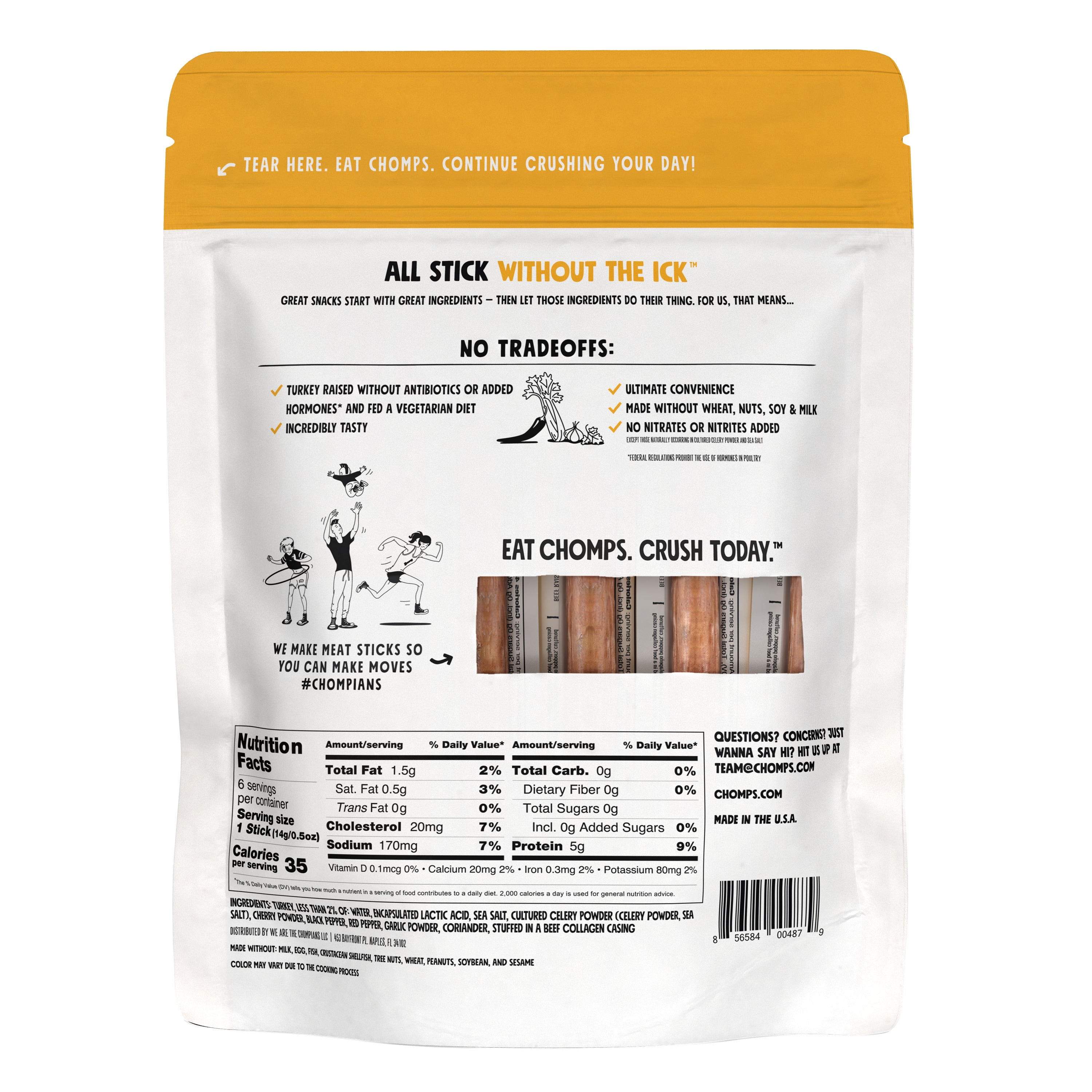 Chomps Mini Original Turkey Snack Sticks, Protein-Rich
