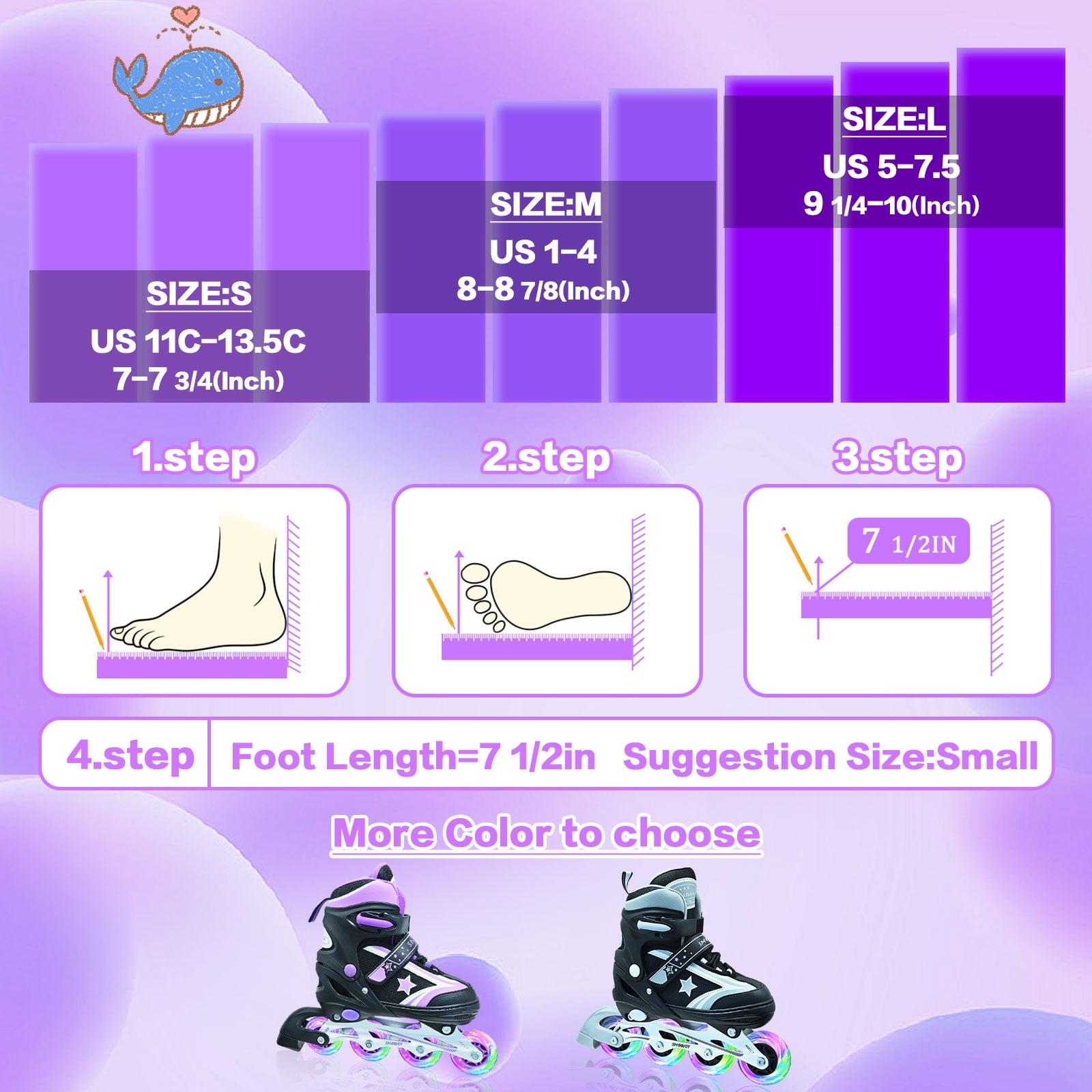 JZY Youth Inline Skates with 8 Glowing Light-Up Wheels,Durable Aluminum Frame for Beginners,For Boys & Girls Ages 5-12,For Indoor and Outdoor Skating