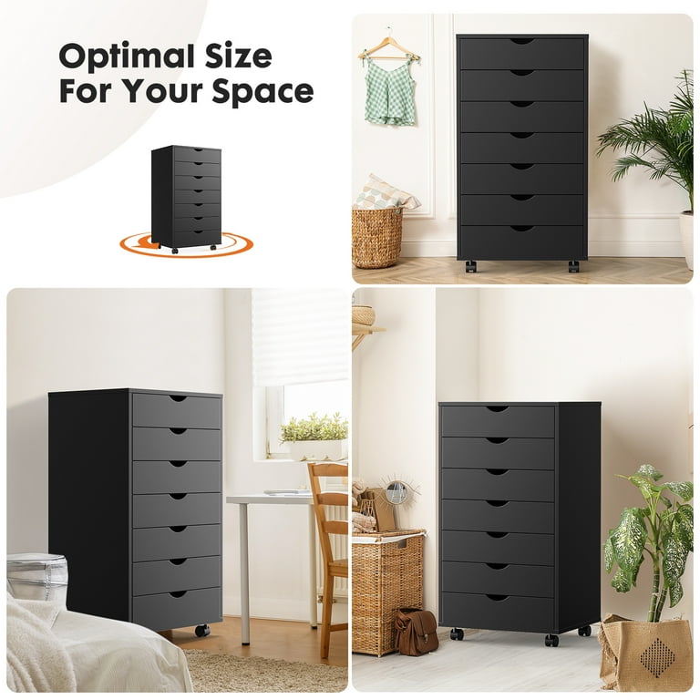 drawer ブラウス ZUNMOS 7-Drawer Wood Dresser, Mobile Storage Organizer for