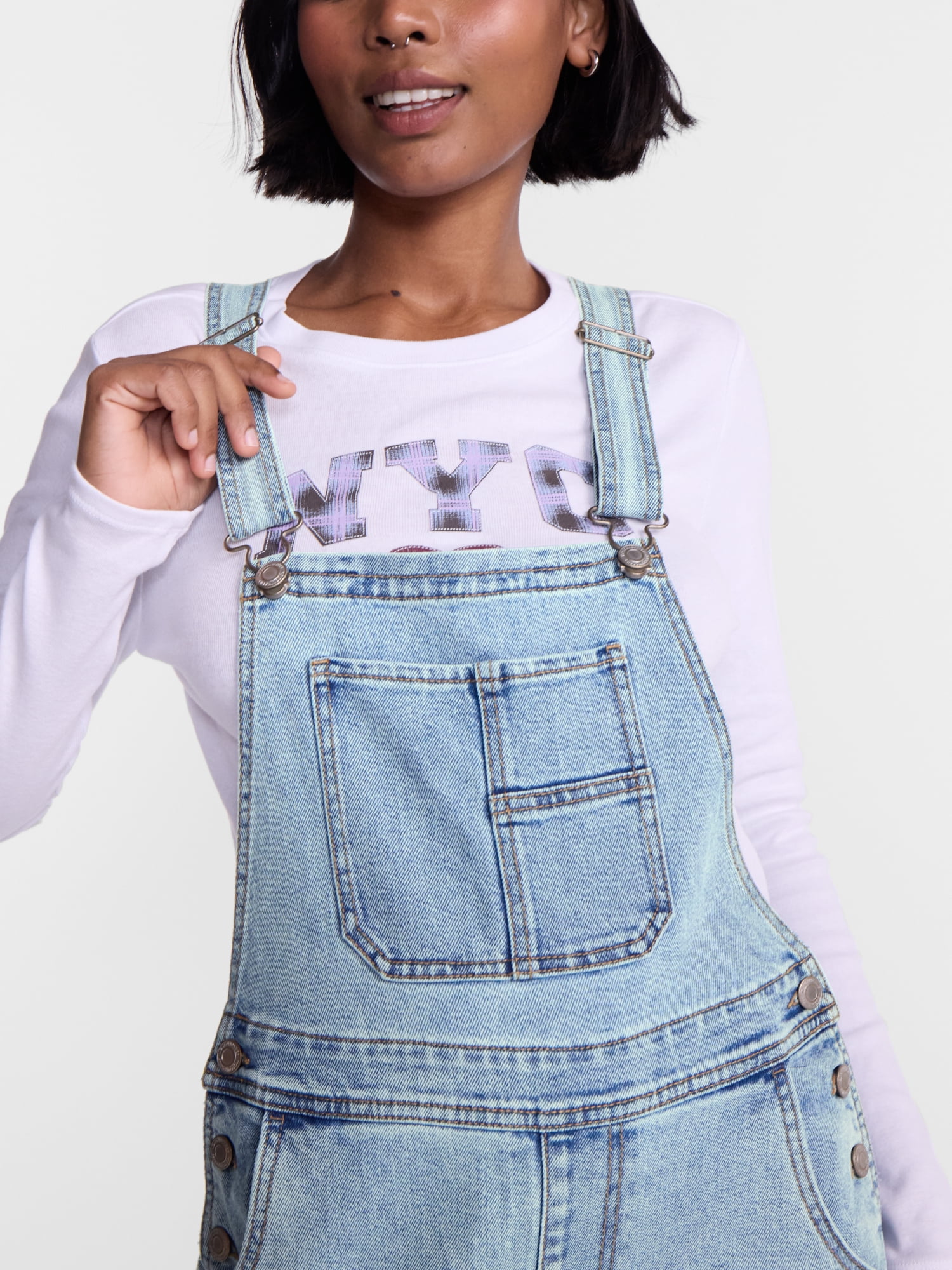 No Boundaries Wide Leg Baggy Overalls, Women's XXS-XXL