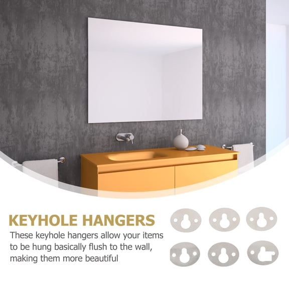 OUNONA 15Pcs Silver Keyhole Hangers Lightweight Shelf Bracket Fasteners for Picture Frames