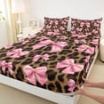 thumbnail image 3 of jejeloiu Pink Bow Tie Queen Sheet Sets,Chic Leopard Print Bed Set For Girls 4 Pieces, 3 of 7