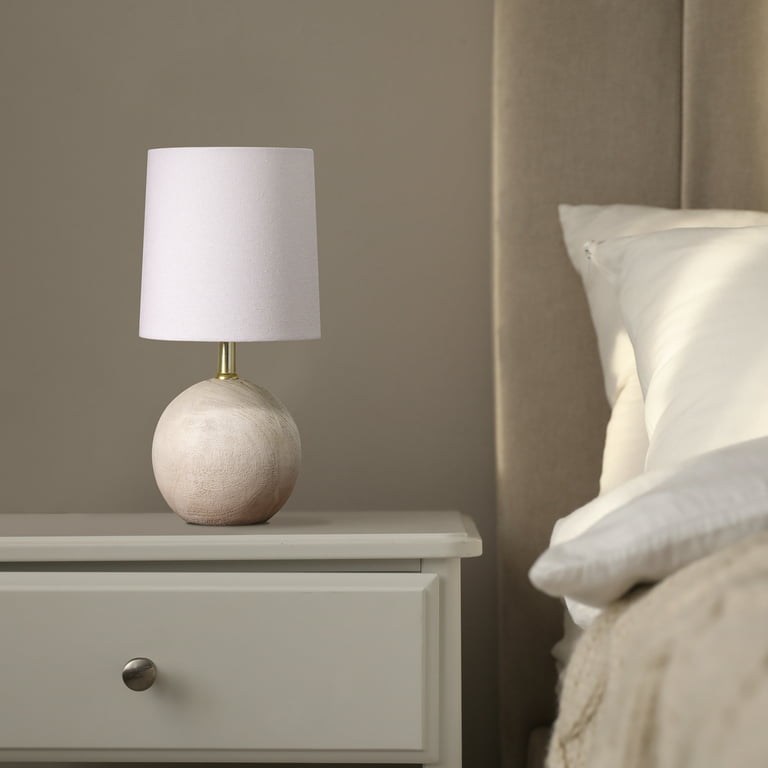 taktik mild samtale Xtreme Lit Mini Ball Natural Grey Resin Lamp with White Fabric Shade, LED Light  Bulb Not Included - Walmart.com